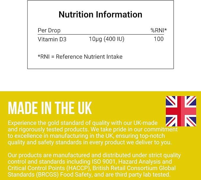 Organic Vegan 400IU, Vitamin D3, 60 Drops – Baby Drop for Infants & Toddlers | USDA Organic, Non-GMO, Plant-Based, No Additives or Preservatives, All Natural, Made in UK (Pack of 2)
