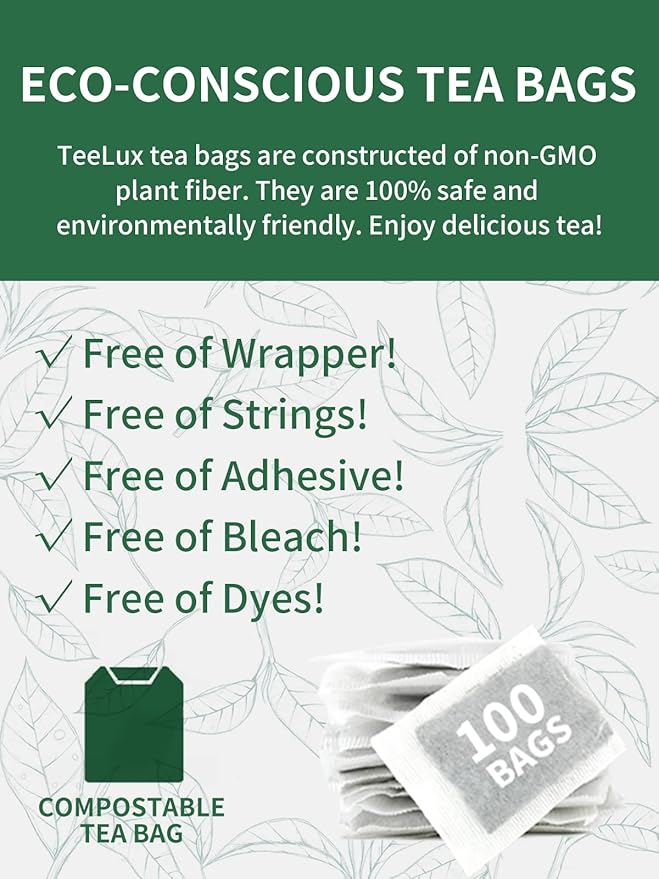 TeeLux Roasted Dandelion Root Tea Bags, Premium Natural Dandelion Root Herbal Tea, Caffeine Free, 100 Tea Bags