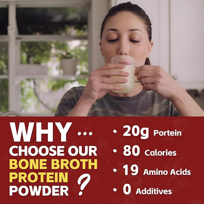 Zammex Bone Broth Collagen Packets-20g Collagen Protein-Bone Broth Powder to Go-30 Travel Packets-Supports Skin Nails Joints, Gut Health | Gluten-Free |Keto & Paleo Friendly-Natural Flavor