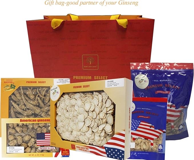 Hand-Selected American Wisconsin Farmed Ginseng Root 美国威斯康辛州 长枝西洋参 花旗参 | Cultivated Wisconsin American Ginseng (Medium 4oz/Box)