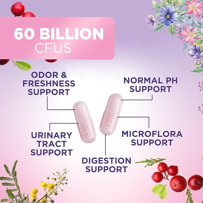 Probiotics for Women 60 Billion CFU - 16 Strains, Digestive Health, Vaginal pH & Immune Support, Prebiotics & Cranberry, Gut Health & Urinary Support, Shelf Stable Women's Probiotic - 120 Capsules