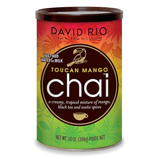 Toucan Mango Chai Tea Latte Mix, 14 Oz, Black Tea, Organic Spices, Dairy Free, Serve Hot or Cold, Just Add Water or Milk, 8 Servings