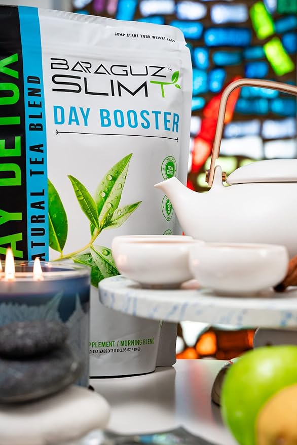 BARAGUZ SLIMT Day Booster: All-Natural SlimmingTea, No Laxative Added, Helps in Bloating & amp; Natural Weight Balance, Supports Immune System, Vegan, 28 Serving