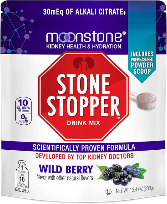 Stone Stopper Drink Mix, Wild Berry, Kidney Stone Prevention, Calcium Oxalate Protector, Alkali Citrate Support, Developed by Urologists to Improve Hydration and Support Kidney Health, 30 Day Supply