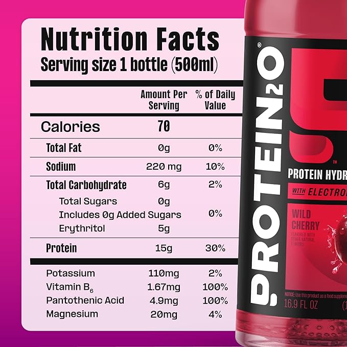 Protein2o Hydration Drink - 2-in-1 Liquid Clear Whey Protein Isolate and Electrolyte Drink - 15g Protein, Vitamins B5, B6 - Post-Workout Recovery - 16.9 Fl Oz - 12 Count Flavor Fusion Variety Pack