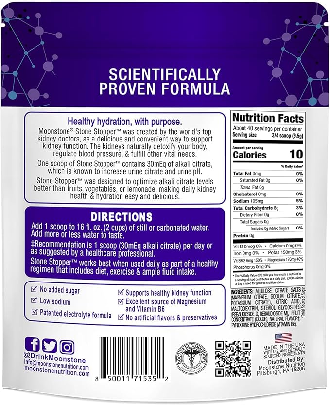 Stone Stopper Drink Mix, Wild Berry, Kidney Stone Prevention, Calcium Oxalate Protector, Alkali Citrate Support, Developed by Urologists to Improve Hydration and Support Kidney Health, 30 Day Supply