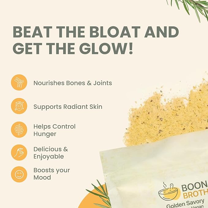 Boon Broth - Savory Plant-Based Soup Powder with 72 Trace Minerals - Supports Bones, Joints, & Skin - High-Calcium Vegan Broth for Sipping, Fasting & Gut Health - 4 oz