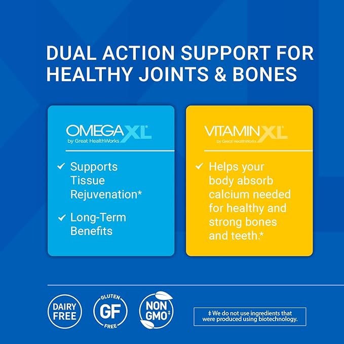 OmegaXL Joint Support Supplement - Natural Muscle/Immune Support, 60 Softgels (2 Pack) & VitaminXL D3 High Potency Daily Vitamin D 5000 IU 125mcg Supplement (30 Softgels)