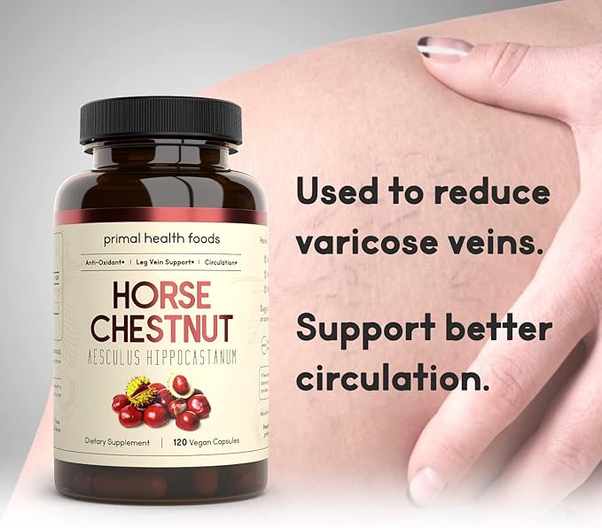 Horse Chestnut Extract 500 mg 120 Servings | Varicose Veins and Blood Vein Health | Vegetarian, Non-GMO & Gluten Free