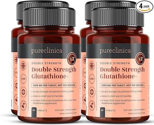Glutathione 1000mg x 240 Tablets (4 Bottles of 60)- w/500mg Glutathione, 300mg ALA, and 200mg VIT C per Tablet