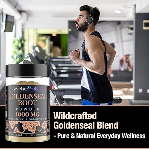 Wildcrafted Goldenseal Root Powder Supplement – 1000mg Organic Goldenseal Herbal Blend with Echinacea – Respiratory, Immune, Digestion & Skin Support – Gluten-Free – 60 Servings