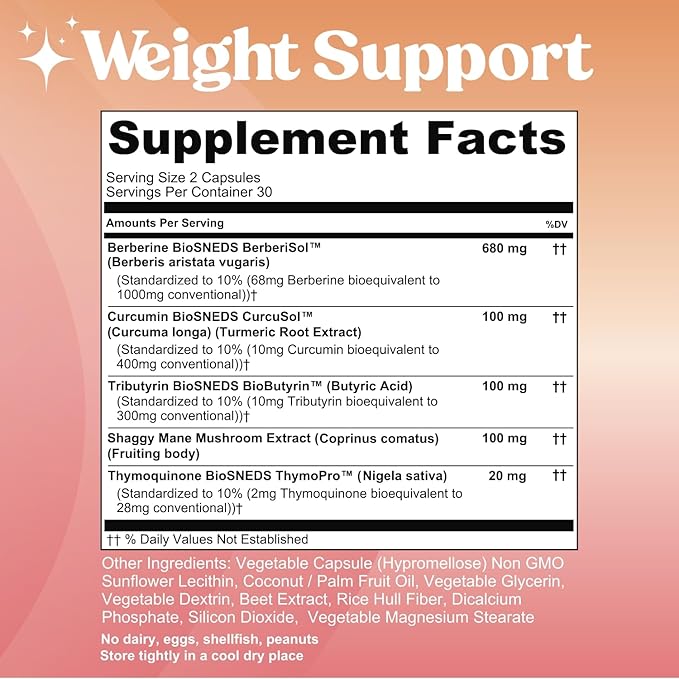 Super Berberine - GLP-1 Support - Hunger & Metabolism Support - Gluten Free, Vegan Supplements for Men & Women (60 Capsules)