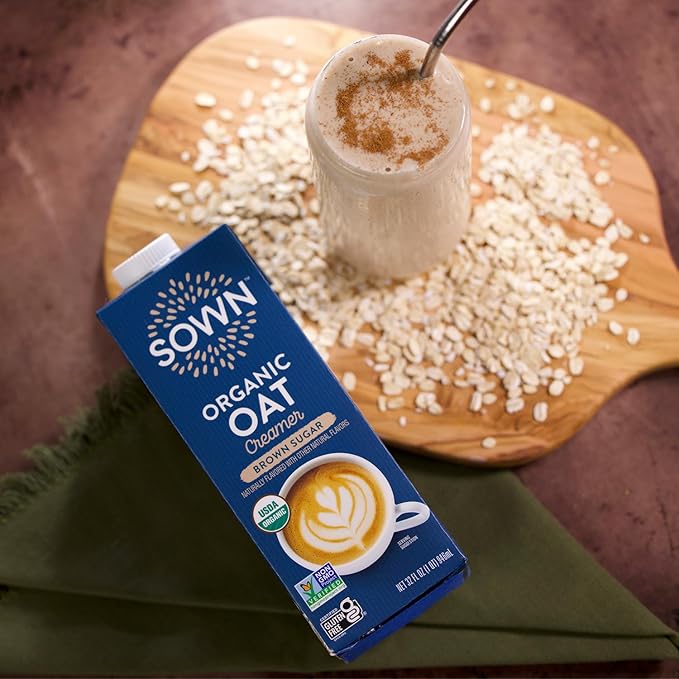 SOWN Organic Oat Creamer Brown Sugar - Barista Oat Milk Non Dairy Coffee Creamer - Plant Based, Dairy-Free, Vegan, Gluten-Free, Non-GMO, Shelf Stable - 32oz (Pack of 6)