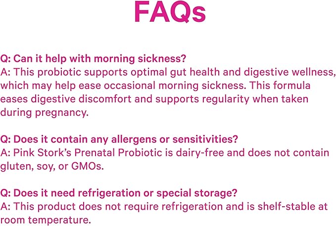 Pink Stork Prenatal Probiotics for Women - 50 Billion CFUs, Vitamin B6, Prebiotics, Morning Sickness, Gut Microbiome, Immune Support, Pregnancy Must Haves, Mint Essence - 30 Capsules