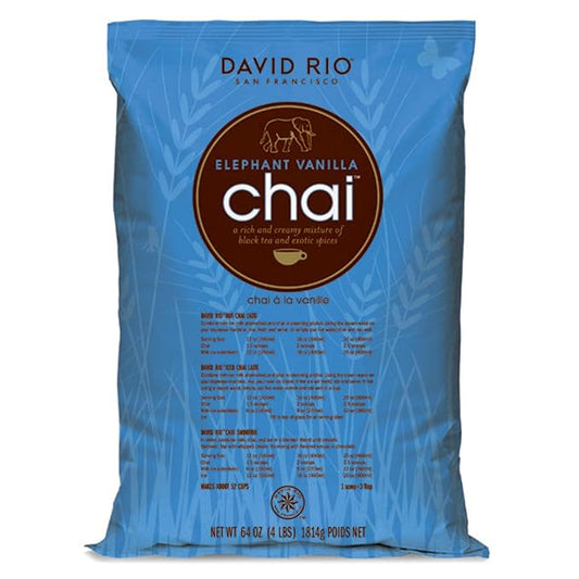 Elephant Vanilla Chai Tea Latte Mix, 64 Oz, Black Tea, Organic Spices, Dairy Free, Serve Hot or Cold, Just Add Water or Milk, 64 Servings, Perfect for Food Service