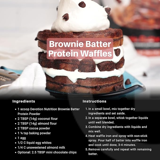 Devotion Nutrition Protein Powder Brownie Batter – 20g Whey Isolate & Casein Protein Blend – No Added Sugar, Low Carb, Gluten-Free, Keto-Friendly, 1g MCT, Kosher – 2lb Pouch
