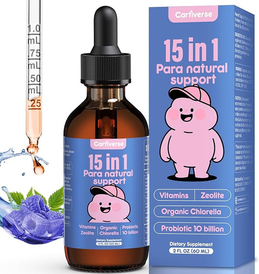 Parasite Cleanse for Humans & Kids,Parasite Cleanse for Children,Zeolite Detox Liquid Drops,Candida Cleanse & Wellness Formula,Contains wormwood black walnut clove,Chlorella,Oregano,2 Fl Oz