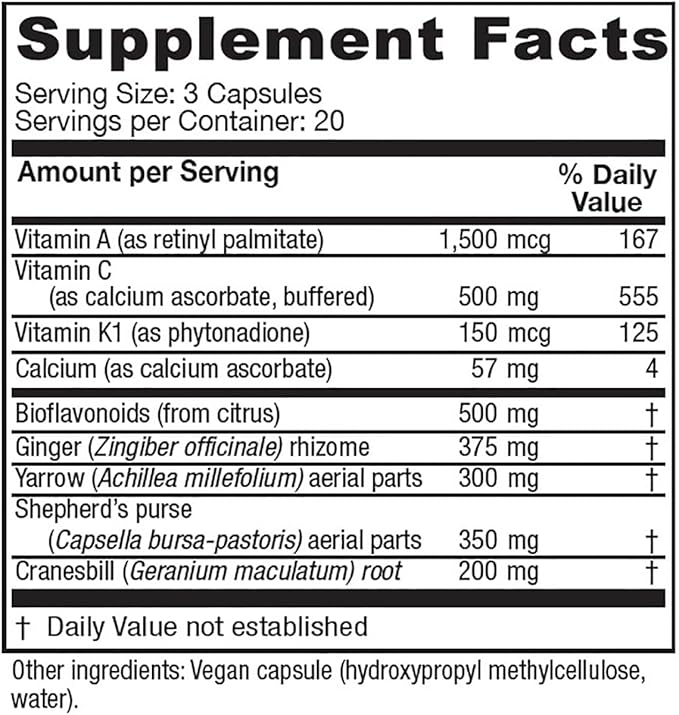 Vitanica Slow Flow, Menstrual Flow Support, Vegan, 60 Capsules
