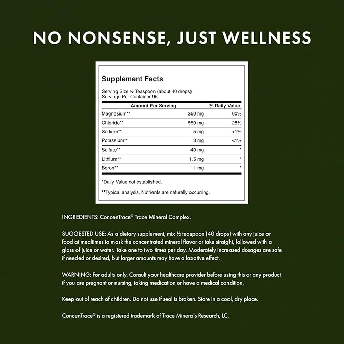 Swanson Concentrace Trace Mineral Drops 8oz-Complete Mineral Complex for Energy, Hydration, & Electrolyte Balance Over 72 High Absorption Ionic Minerals Such As Magnesium, Potassium, Calcium