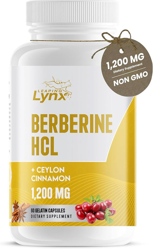 Organic Berberine with Ceylon Cinnamon 1200mg - Premium Berberine Supplement High Purity Extract USDA Organic, Support Immune System, Berberine Plus Complex, Non-GMO Vegan for Men Women 60 Capsules