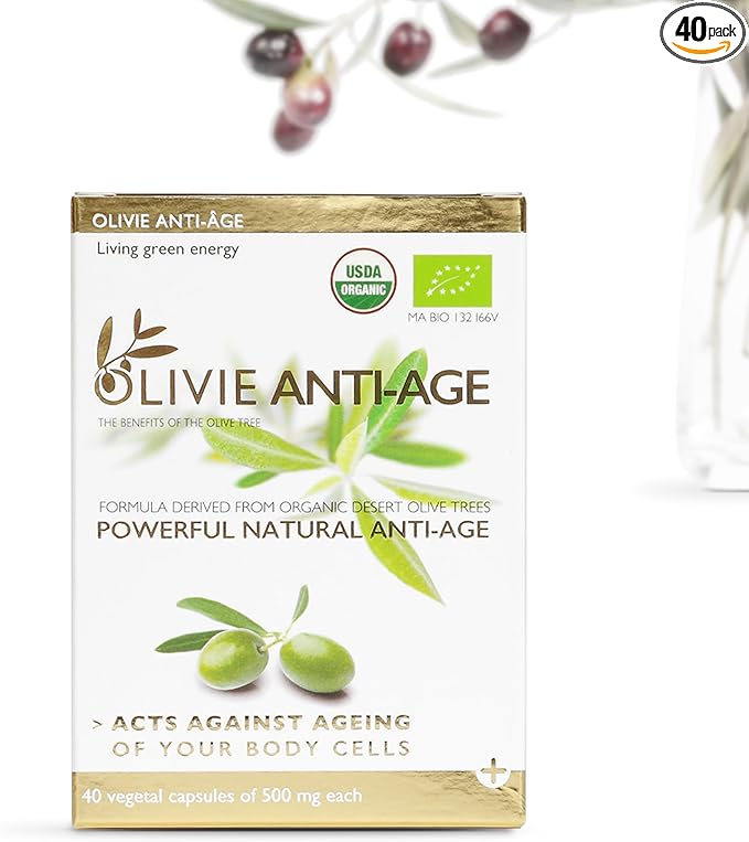 Organic Antioxidant Polyphenols Rich Olive Leaf Extract Supplement Capsules Olivie | Hydroxytyrosol Oleuropein Anti Aging Supplement | 40 Capsules