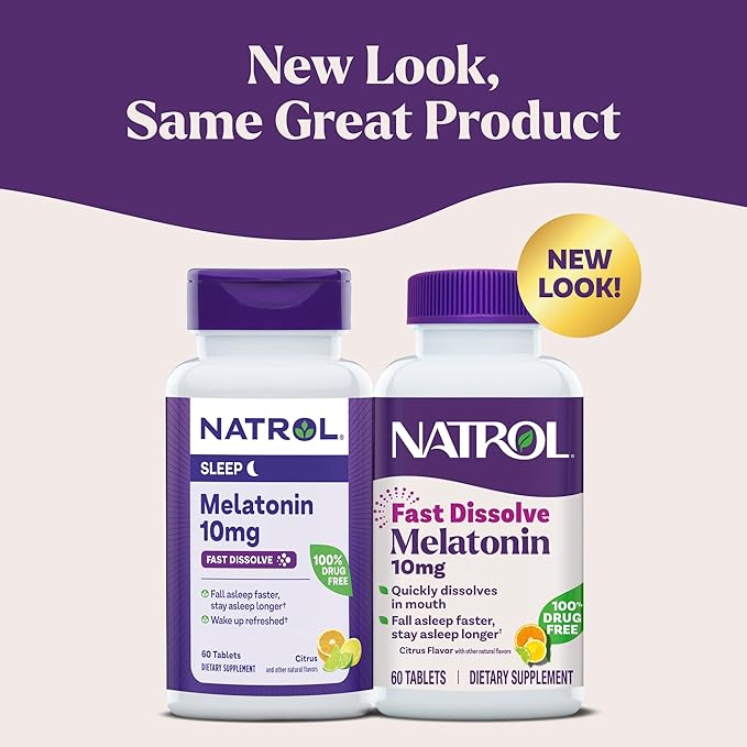 Natrol Fast Dissolve Melatonin 10 mg, Melatonin Supplements for Restful Sleep, Sleep Support for Adults, 60 Citrus-Flavored Tablets, Up to a 60 Day Supply