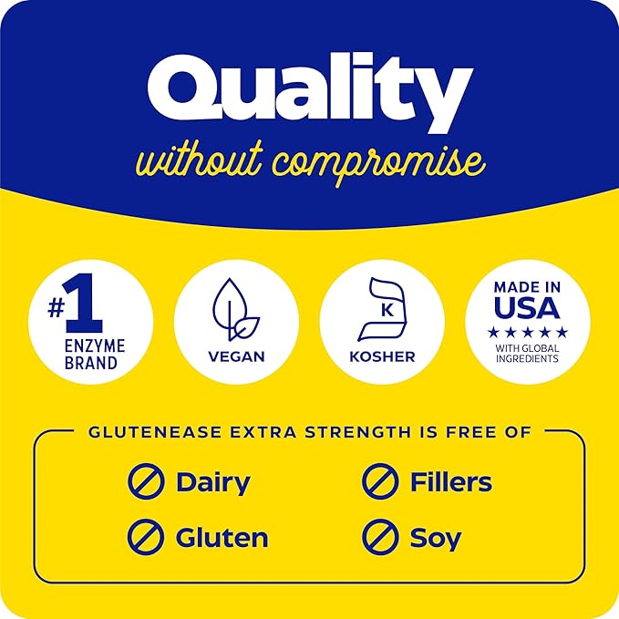 Enzymedica, GlutenEase Extra Strength, Maximum Potency Digestive Enzymes, Supports Gluten & Casein Intolerance, 60 Count