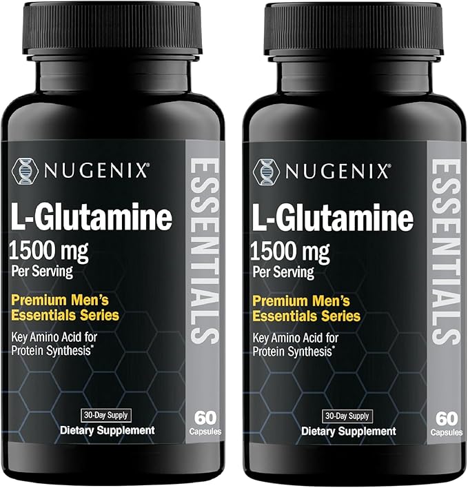 Nugenix Essentials L-Glutamine, 1500mg 100% Botanical L-Glutamine Amino Acid, Protein Synthesis, Supports Cellular Function, 120 Capsules
