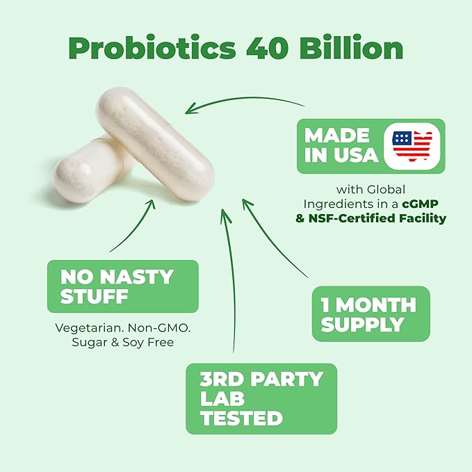Probiotic 40 Billion CFU - Bifidus Probiotics (Probióticos) and Daily Immune Balance Probiotics for Gut and Digestive Health - 4 Clinically-Studied Strains - Shelf Stable - Dairy & Soy-Free - Non-GMO