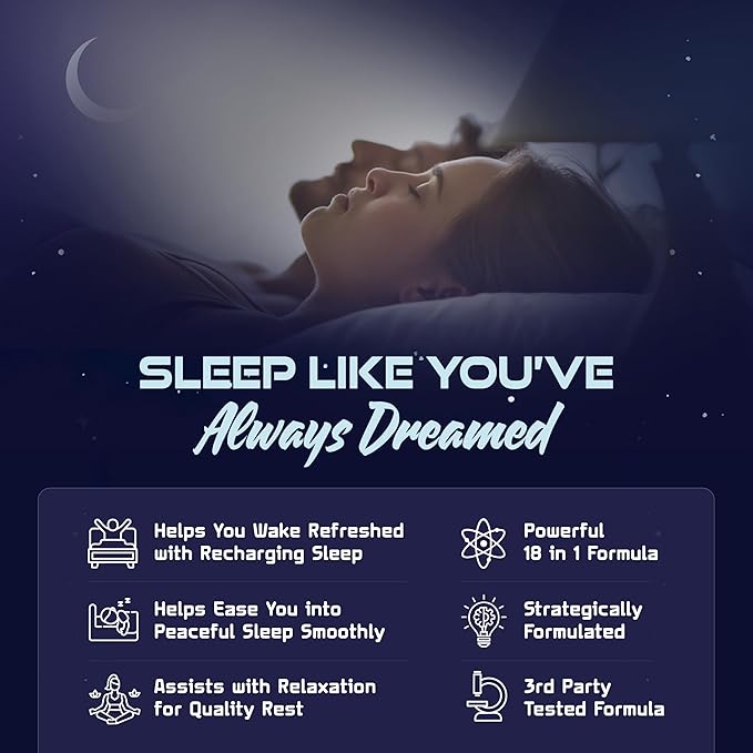 Nocturnal Knockout | 18 in 1 Powerful Sleep Aid for Adults | Non Habit Forming 3rd Party Tested Formula | Magnesium, Melatonin, 5-HTP, Taurine, GABA + 13 More | No Prescription Required - 60 Capsules