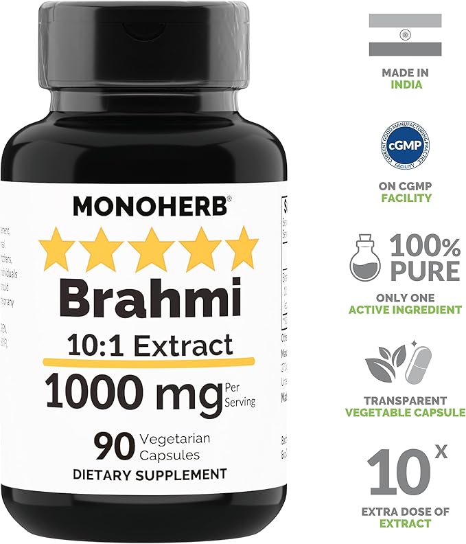 Brahmi Extract 1000 mg - 90 Vegetarian Capsules