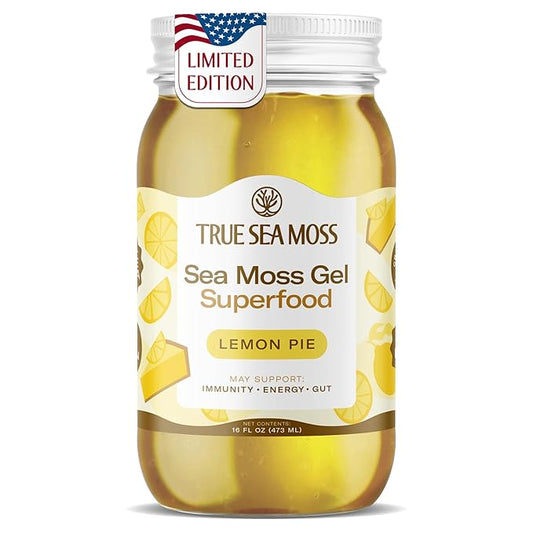 TrueSeaMoss Sea Moss Gel – Limited Edition – Made in USA – Wildcrafted Seamoss, Fresh Fruits & Sea Vegetables – Lemon Pie, Pack of 1 (Labels May Vary)