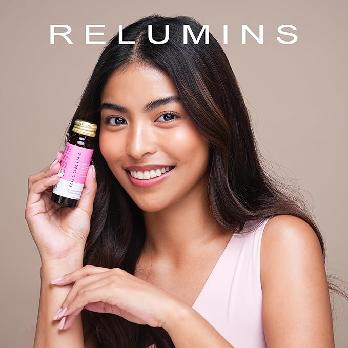 Relumins Glutathione Drink - Helps Promote Brighter and Firm Skin, Boosts Collagen Content, Moisture for a Younger Looking Skintone - Pomegranate Flavor, 50mL x 10 Gluta Shot Bottles
