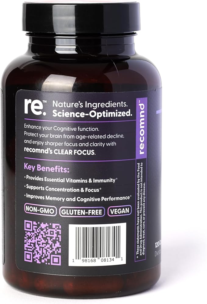 Nutrition - Clear Focus, Brain Supplements for Memory and Focus Support, Memory Supplements with Ashwaghanda, Lions Mane, Ginkgo Biloba, and More, 120 Capsules