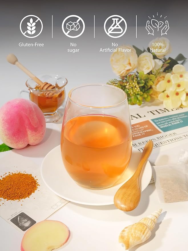 TeeLux Ginger Peach Turmeric Tea Bags, Warm Ginger with Tart Hibiscus & Soothing Chamomile, Tart & Sweet Flavor, Caffeine Free, 100 Count