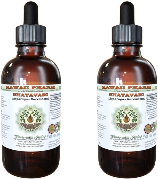 Hawaii Pharm Shatavari Alcohol-Free Liquid Extract, Shatavari (Asparagus Racemosus) Root Glycerite Natural Herbal Supplement, USA 2x2 fl.oz