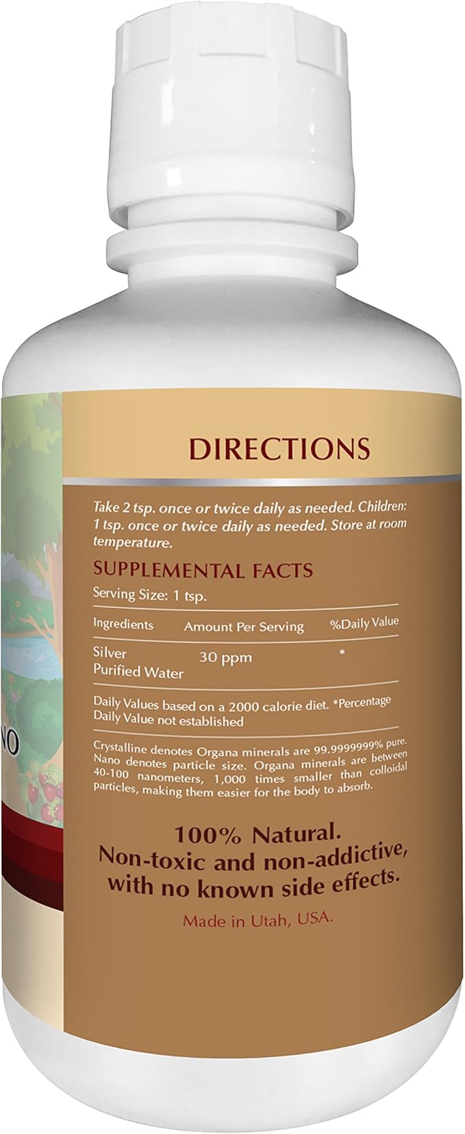 Organa Crystalline Nano Colloidal Silver - Ultra Pure Silver Liquid for Immune Support - Ultimate Bio Active Supplement Solution - Plata Coloidal - 16 Ounces - 30 PPM