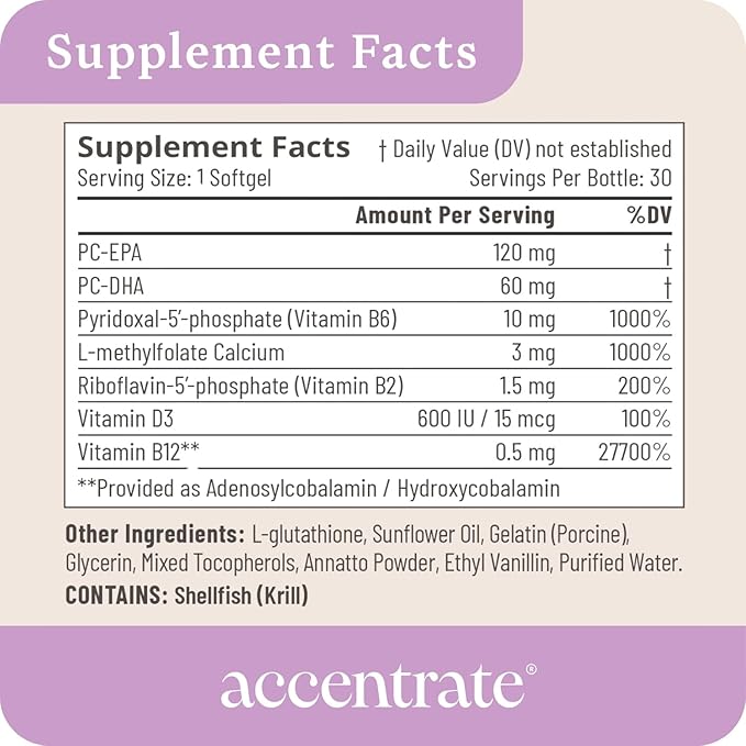Brain Supplement for Natural Focus & Attention | for Kids | Active B Vitamin & Omega-3 Combo | Vitamin B Complex w/Omega 3 Fatty Acids EPA & DHA | Omega-3s in Small Pill | L-MTHF, B12, P5P, VIT D