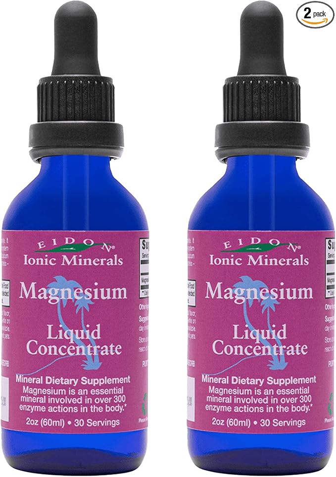 Eidon Ionic Minerals Liquid Magnesium Concentrate - Ionic Magnesium Drops Supplement for Adults, Men and Women, Supports Muscle Relaxation, No Preservatives - Magnesium Chloride, 2 oz (Pack of 2)