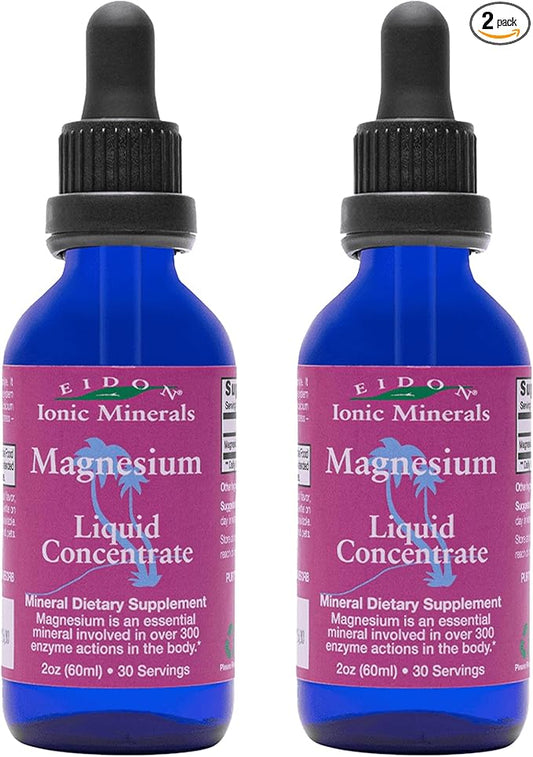 Eidon Ionic Minerals Liquid Magnesium Concentrate - Ionic Magnesium Drops Supplement for Adults, Men and Women, Supports Muscle Relaxation, No Preservatives - Magnesium Chloride, 2 oz (Pack of 2)
