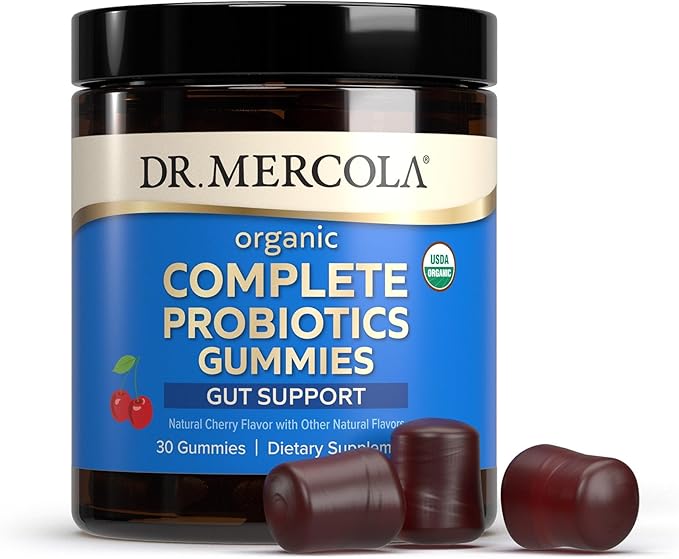 Dr. Mercola Complete Probiotics Gummies, 30 Servings (30 Gummies), 5 Billion CFU per Gummy, Dietary Supplement, Digestive Support, Non-GMO, Certified USDA Organic - 2 Pack