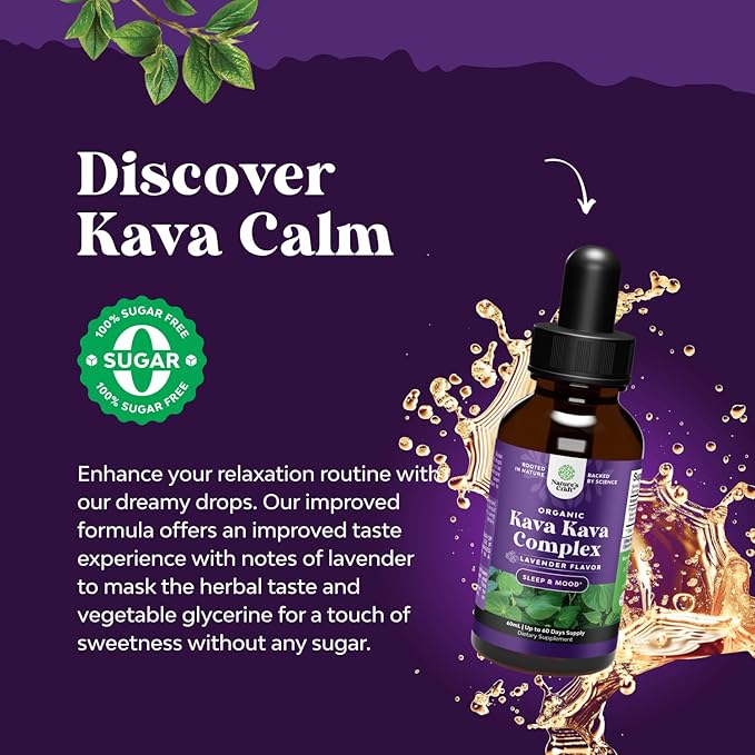 Natures Craft Potent Liquid Kava Kava Drops Supplement - Fast Acting Herbal Support with Kavalactones for Balanced Mood - Relax Calming Tonic for Stress Relief & Better Sleep - 60 ml Tinctura