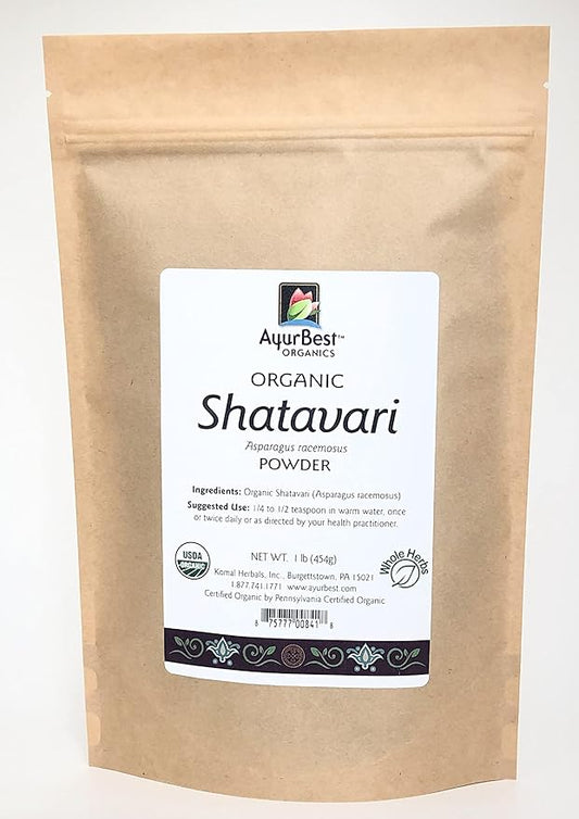 Organic Shatavari Powder, (Asparagus racemosus), AyurBest 100% USDA Organic, Kosher, Ayurvedic Herbs & Spices (1 lb)