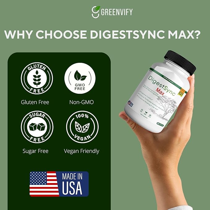 DigestSync Max Extra Strength Digestive Support, 60 Capsules, Gluten Free, Vegan, Natural Ingredients (2)