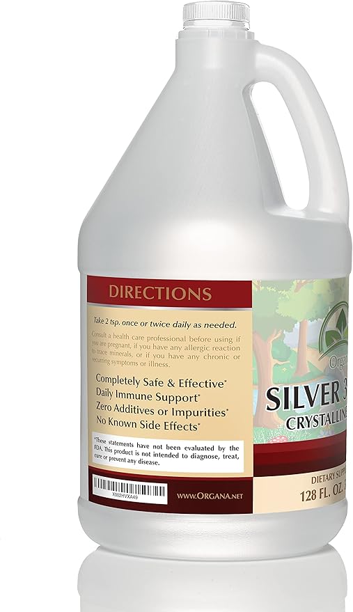 Organa Crystalline Nano Colloidal Silver - Ultra Pure Silver Liquid for Immune Support - Ultimate Bio Active Supplement Solution - Plata Coloidal - 1 Gallon (128 Ounces) - 30 PPM