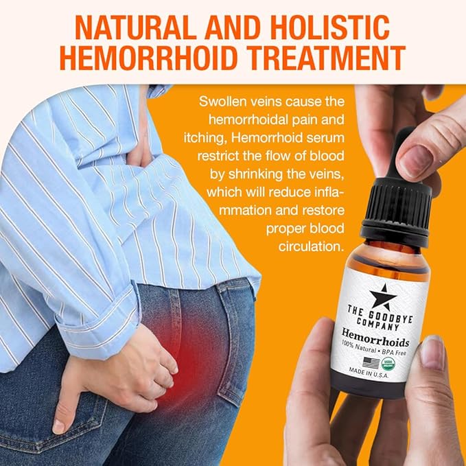 The Goodbye Company Hemorrhoid Treatment – Natural Vegan Hemorrhoid Healing Serum – Fast Relief & Shrinking Formula – Made in USA (15mL)