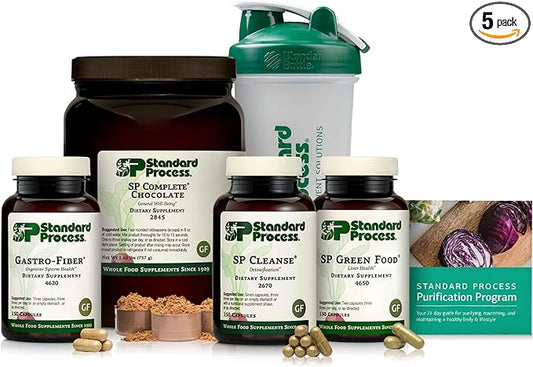 Standard Process Purification Product Kit with SP Complete and Gastro Fiber - 21-Day Detox for Healthy Body Maintenance - Vegetarian, Gluten-Free & Non-Soy - 1 Kit - Chocolate