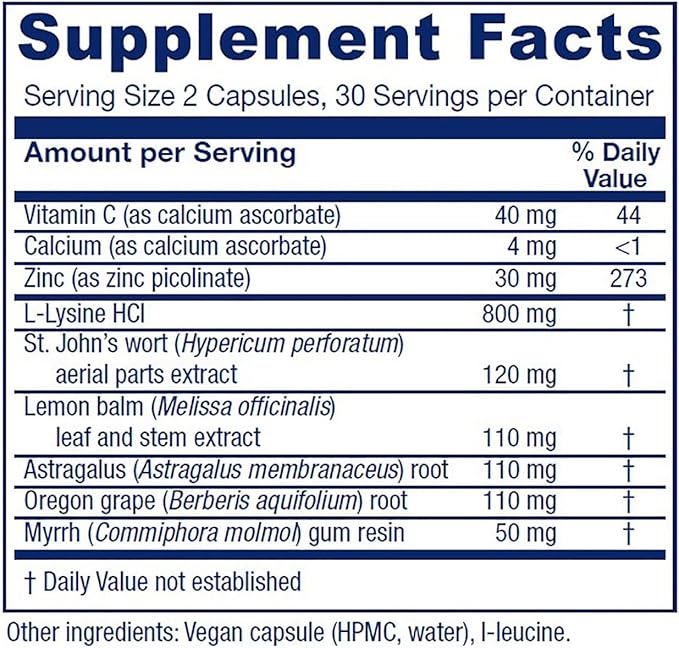Vitanica Lysine Extra, Immune System Support, Vegan, 60 Capsules