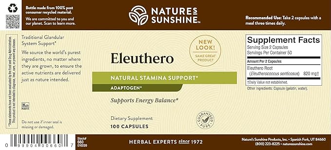 Nature's Sunshine Eleuthero, 100 Capsules