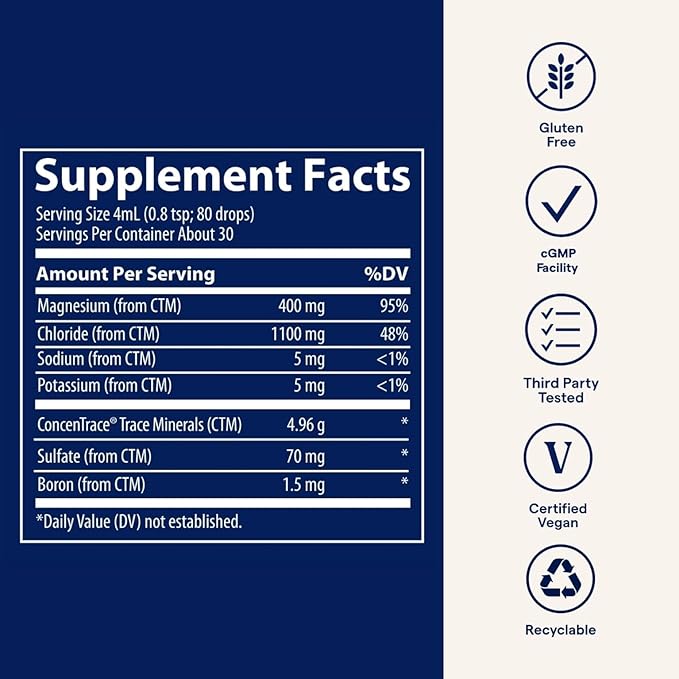 Trace Minerals Ionic Magnesium 400mg - Brain Health & Energy Support Supplement - Liquid Supplement to Aid Immune Health - Daily Supplement with Essential Minerals - 4 fl oz (64 Servings)